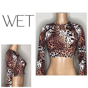 New. WET from L.A. Leopard rashguard. Large. Retails $108